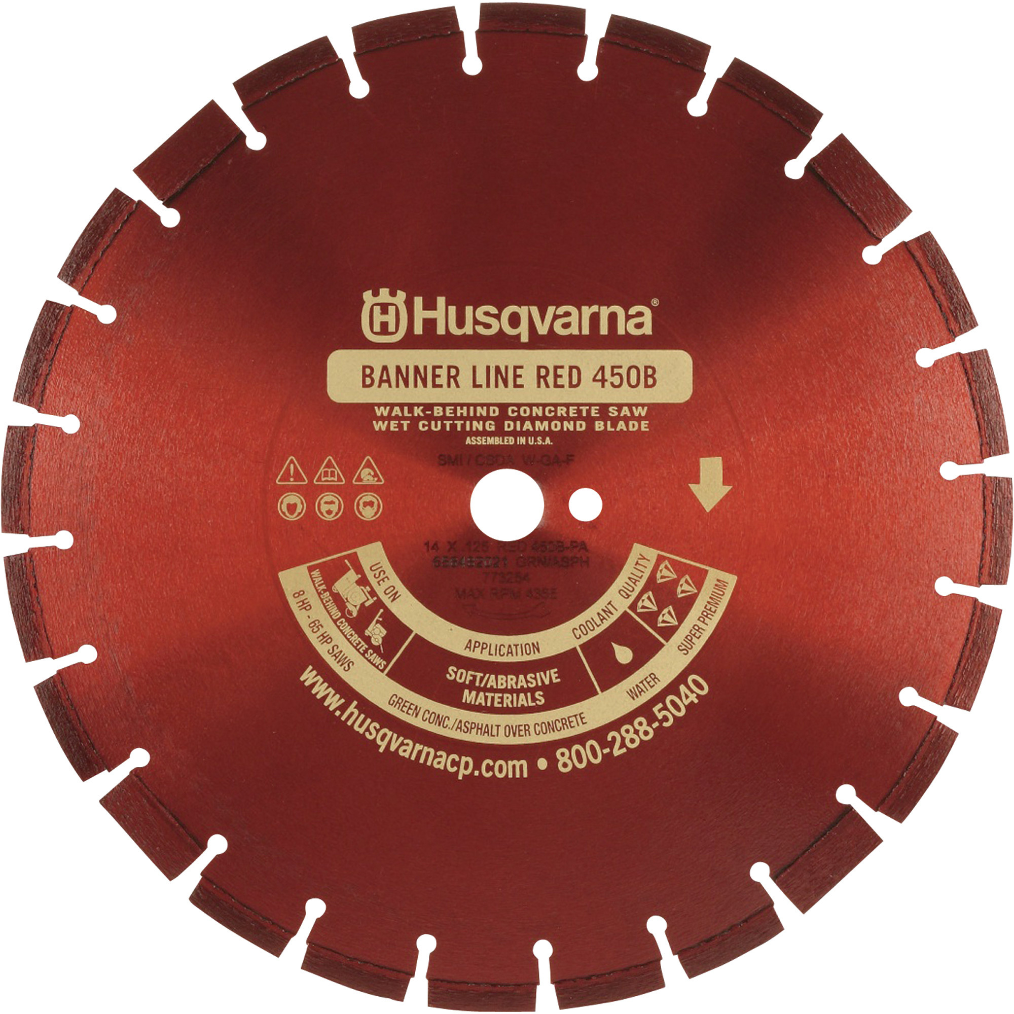 Husqvarna Wet Diamond Asphalt Blade, 14in., Model# Banner Line Red 450B-R, 14